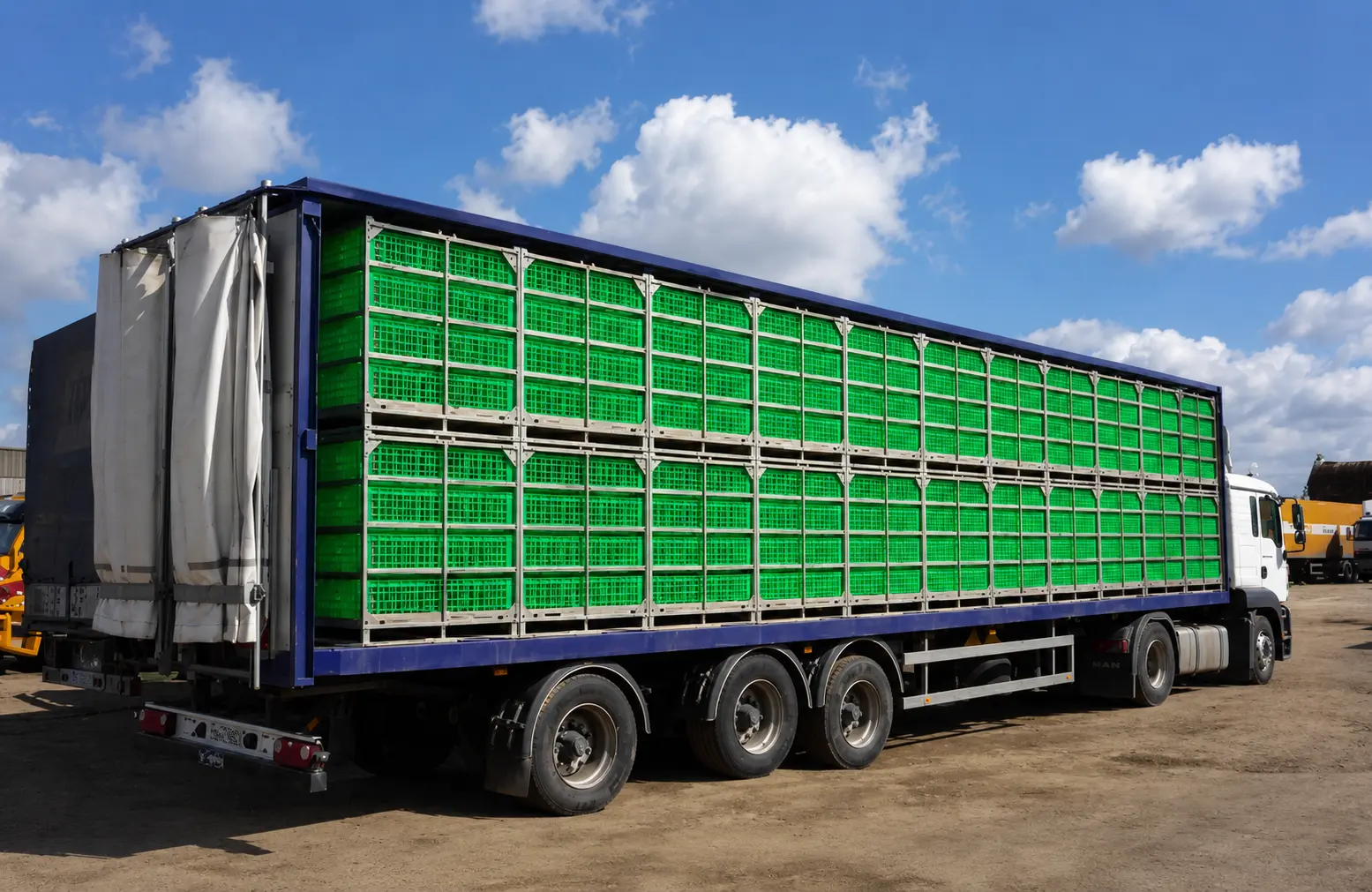 Załadunek drobiu do pojazdu transportowego